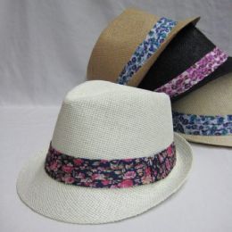 36 Wholesale Floral Band Fedora Hat