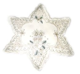 48 of Holly & White Candle & Bells 11 Inch Star Shaped