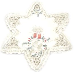 48 Wholesale Holly & Red Candle & Bell 15 Inch Star Shaped