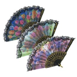 12 Wholesale Open Fan Color/style Assorted(10 Piece In Pack)