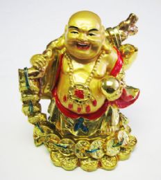 12 Pairs Gold Buddha With/ Money/5x3 - Home Decor