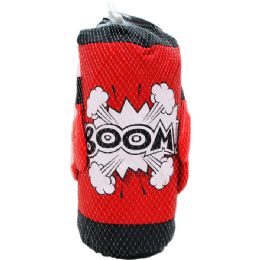 12 Wholesale 14.5" Boxing Bag (red&blk) W/ 8" Gloves In Pegable Net Bag