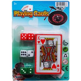 72 Pieces Single Deck Playing Cards With 6 Piece Dice On Card - Card Games