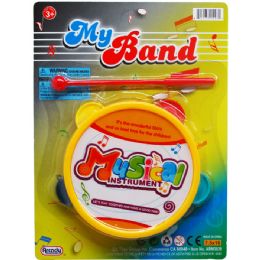 96 Pieces Toy Tambourine With Stick On Blister Card - Magic & Joke Toys