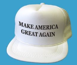 24 Bulk Youth Printed Caps - Make America Great Again - White