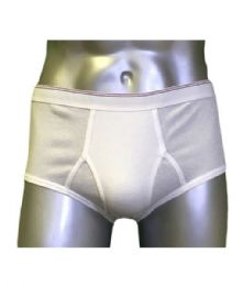 48 Wholesale King Men's White Fly Front Brief. Size Medium