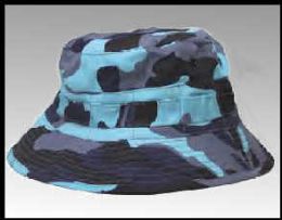 18 Wholesale Blue Camo Bucket Hat