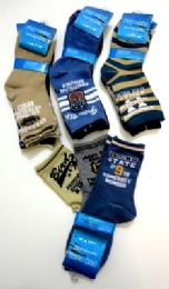 96 Pairs Boys Printed Crew Socks, Size 6 Years To 8 Years, Assorted Styles - Boys Crew Sock