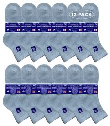 Yacht & Smith Men's Loose Fit NoN-Binding Soft Cotton Diabetic Gray Quarter Ankle Socks Size 10-13