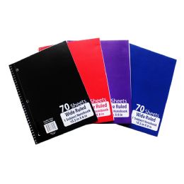 48 Wholesale 48 Kids Spiral Wide 70 Sheet In 4 Assorted Colors