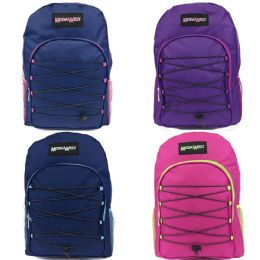 24 Pieces 19" Bungee Design Backpacks In 4 Assorted Colors - Backpacks 18" or Larger