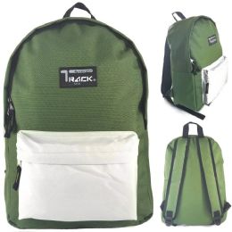 24 Pieces 16.5" Kids Track Backpacks In Olive Green - Backpacks 16"
