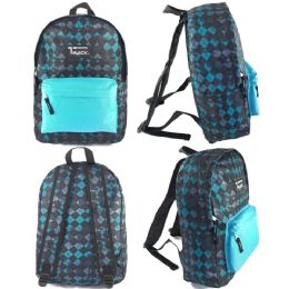 24 Wholesale 16.5" Kids Track Backpacks In A MultI-Color Diamond Print