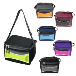 24 Pieces Insulated 6 Can Cooler Lunch Bag In 6 Assorted Colors - Lunch Bags & Accessories