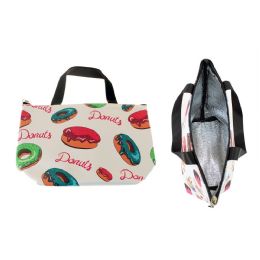 24 Wholesale Insulated Lunch Tote In Donut Print