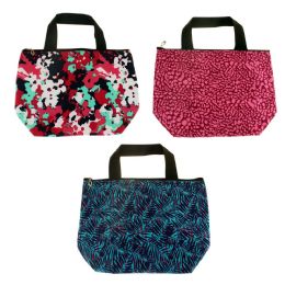24 Wholesale Insulated Lunch Tote In 3 Assorted Prints