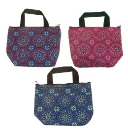 24 Wholesale Insulated Lunch Tote In 3 Assorted Kaleidoscope Prints