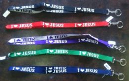 72 Pieces Woven Lanyard, "i (love) Jesus", Assorted Colors - ID Holders