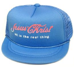 24 Pieces Infant "jesus Christ He Is The Real Thing" Hat In Assorted Colors - Baby Apparel