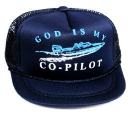 24 Units of Infant "god Is My CO-Pilot" Mesh Hat In Assorted Colors - Baby Apparel