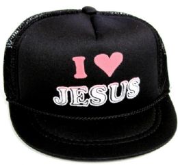 24 Units of Infant "i Love Jesus" Hat In Assorted Colors - Baby Apparel