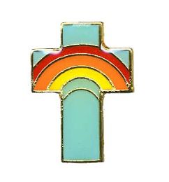 96 Wholesale Brass Hat Pin, Rainbow Cross