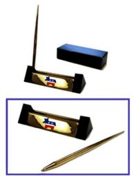 12 Wholesale Brass Pen Set With Brass Democrat Donkey Insignia, 5" Wide