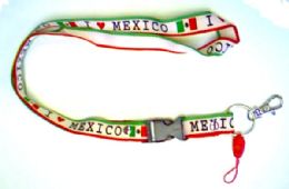 96 Wholesale Lanyard Keychain, I Love Mexico