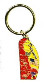 36 Wholesale Heavy Brass Keychain, Delaware, State Is Approx. 1.75" In Size