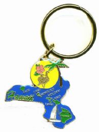 36 Wholesale Heavy Brass Keychain, Hawaii, State Is Approx. 1.75" In Size