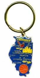 36 Wholesale Heavy Brass Keychain, Illinois, State Is Approx. 1.75" In Size