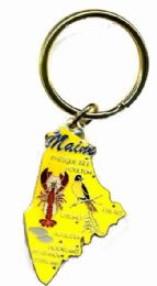36 Wholesale Heavy Brass Keychain, Maine, State Is Approx. 1.75" In Size