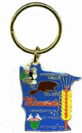 36 Wholesale Heavy Brass Keychain, Minnesota, State Is Approx. 1.75" In Size