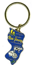36 Wholesale Heavy Brass Keychain, New Jersey, State Is Approx. 1.75" In Size