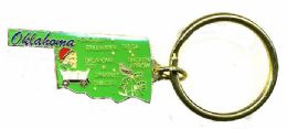 36 Wholesale Heavy Brass Keychain, Oklahoma, State Is Approx. 1.75" In Size