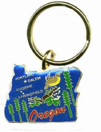 36 Wholesale Heavy Brass Keychain, Oregon, State Is Approx. 1.75" In Size