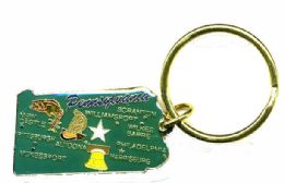 36 Wholesale Heavy Brass Keychain, Pennsylvania, State Is Approx. 1.75" In Size