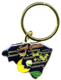 36 Wholesale Heavy Brass Keychain, South Carolina, State Is Approx. 1.75" In Size