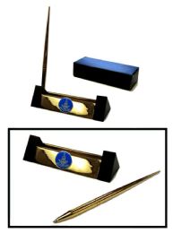 12 Wholesale Brass Pen Set With Brass Masonic Insignia, 5" Wide