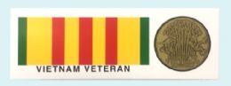 48 Pieces 3" X 9" Decal, Vietnam Veteran Service Ribbon And Medal - Bows & Ribbons