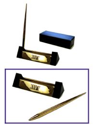12 Wholesale Brass Pen Set With Brass "navy" Insignia, 5" Wide