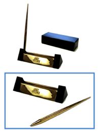 12 Wholesale Brass Pen Set With Brass "air Force" Insignia, 5" Wide