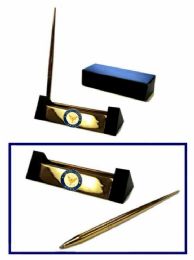12 Wholesale Brass Pen Set With Brass Navy Insignia, 5" Wide