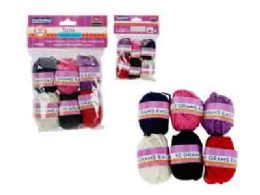 96 Pieces 6 Pc Mini Yarn In Asst Colors - Rope and Twine