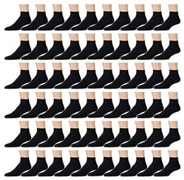 60 Bulk Yacht & Smith Men's Cotton Quarter Ankle Sport Socks Size 10-13 Solid Black