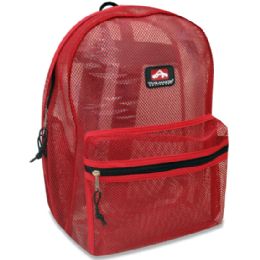24 Wholesale Trailmaker 17 Inch Mesh Backpack - Red Only