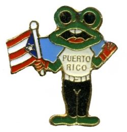 96 Wholesale Brass Hat Pin, Frog And Puerto Rico Flag