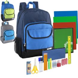 12 of Preassembled 18.5 Inch Color Block Backpack & 18 Piece School Supply Kit - Boys