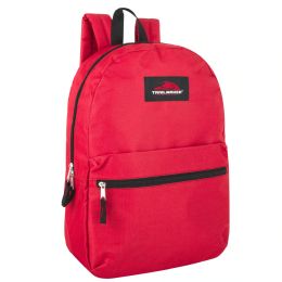 24 Pieces Classic 17 Inch Backpack In Red Only - Backpacks 17"