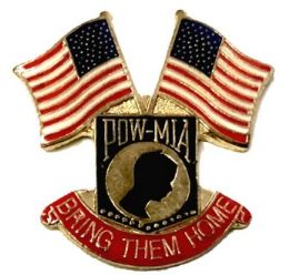 96 Wholesale Metal Hat Pin, PoW-Mia Shield, "bring Them Home"; Us Flags